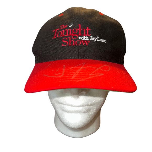 Vintage The Tonight Show Signed by Jay Leno Hat Sz OS Black - Picture 2 of 6
